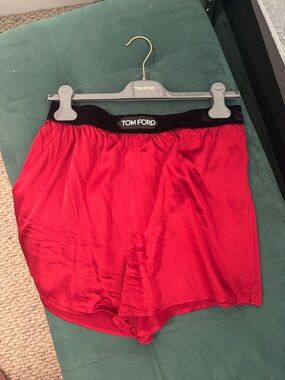 Tom Ford Red and Black Silk Lounge Shorts